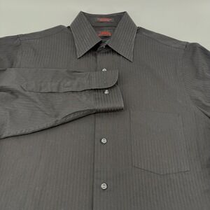 J. GARCIA Mens‎ Medium 15-32/33 Shirt Black Stripe Regular Fit Wrinkle Free